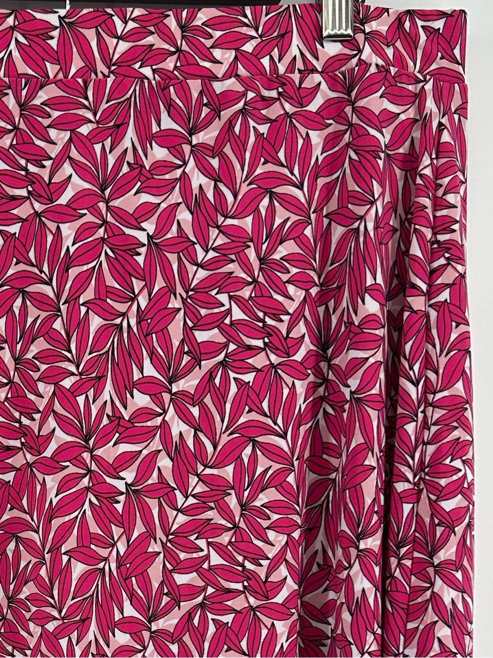 Kasper Pink and White Leaf-Print A-Line Skirt Women's Size XL Summer Flowy - Picture 5 of 5